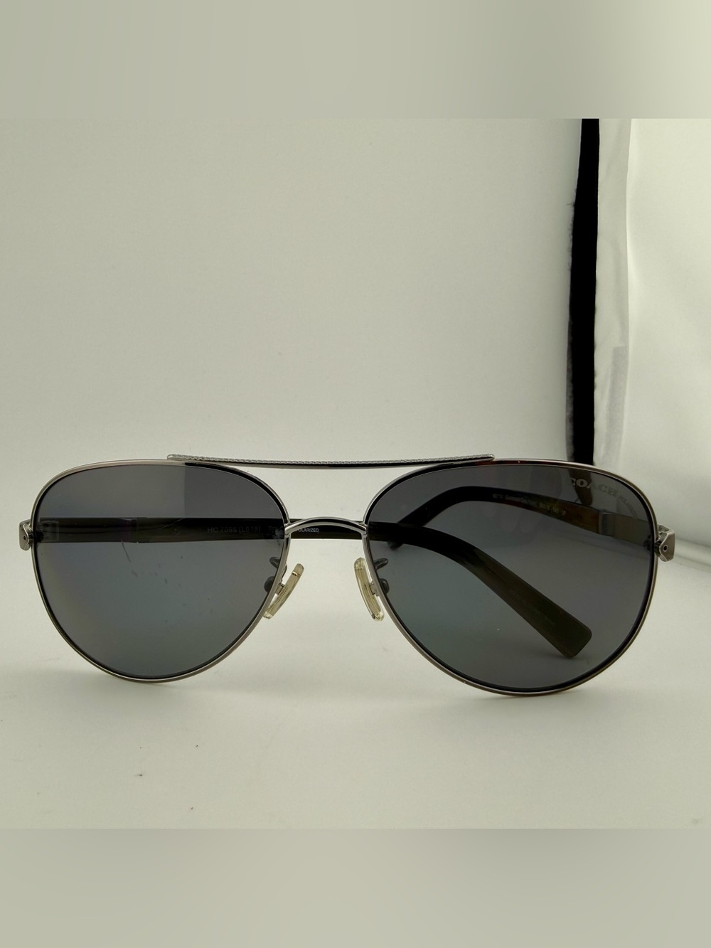 Coach HC7066 Sunglasses Polarized 927181 Gunmetal/Grey Horn 59 15 140 3P
